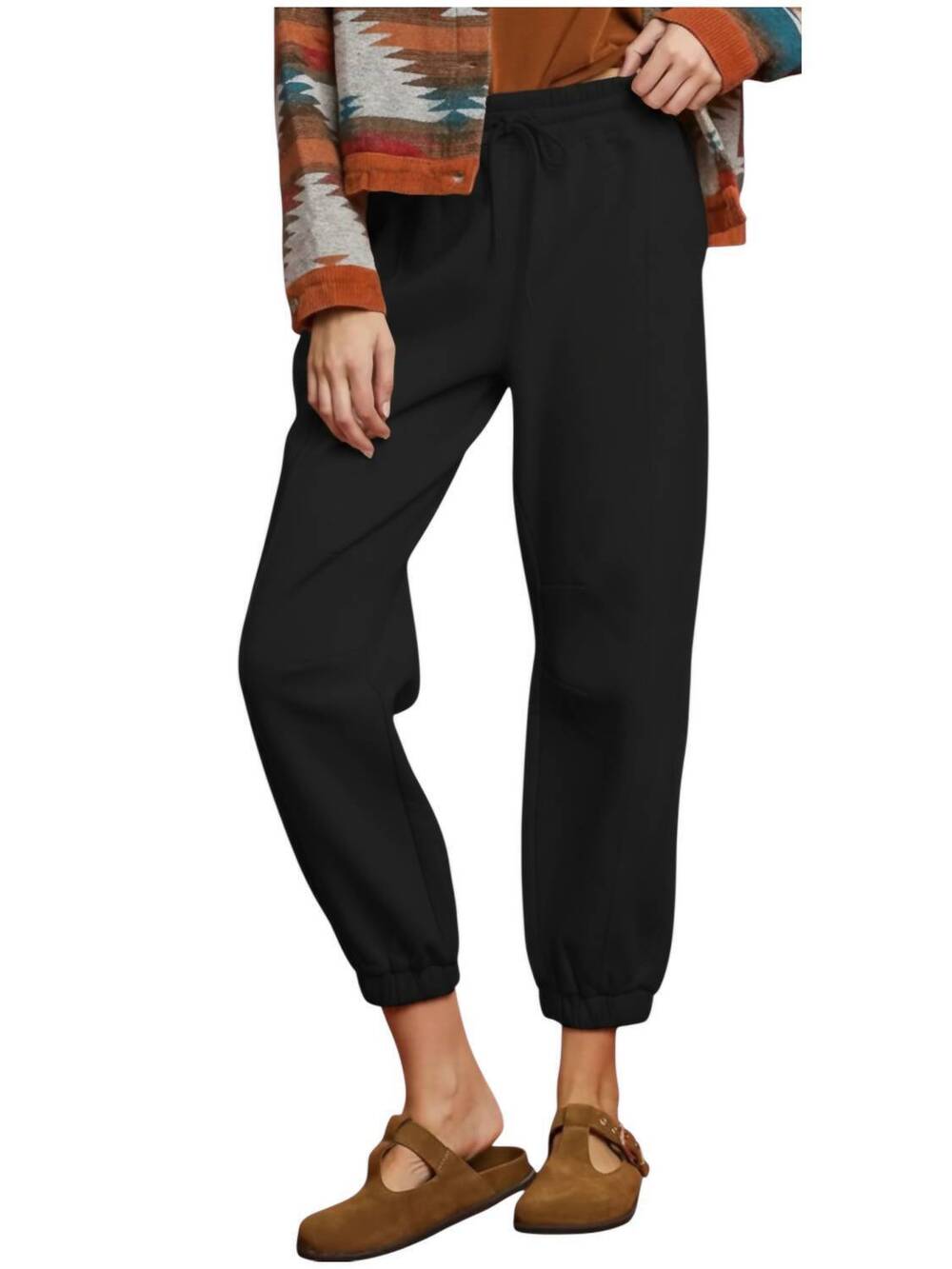 NEW UMGEE fleece jogger with drawstring in black